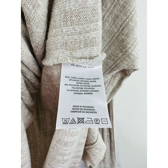 Anthropologie Akemi + Kin Oatmeal Color V-Neck Top Long Sleeve Ribbed  Tunic - Picture 3 of 7